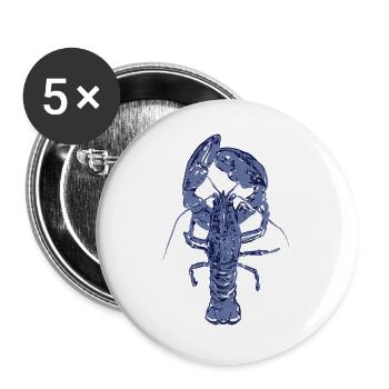 Blauer Hummer - Buttons groß 56 mm (5er Pack) - Weiß - Vorne