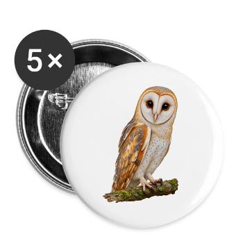 Schleiereule - Buttons groß 56 mm (5er Pack) - Weiß - Vorne