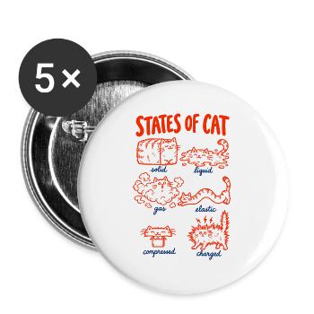 Katzenphysik – Zustände der Katze - Buttons groß 56 mm (5er Pack) - Weiß - Vorne