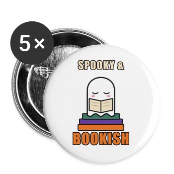 Geist, der liest – Gruselig und bücherhaft - Buttons groß 56 mm (5er Pack) - Weiß - Vorne