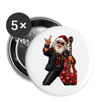 Weihnachtsrocker mit roter Gitarre - Buttons groß 56 mm (5er Pack) - Weiß - Vorne