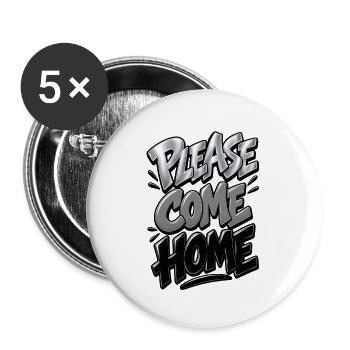 Please como home - Buttons groß 56 mm (5er Pack) - Weiß - Vorne