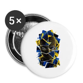 Balaclava_gul_blaa - Buttons groß 56 mm (5er Pack) - Weiß - Vorne