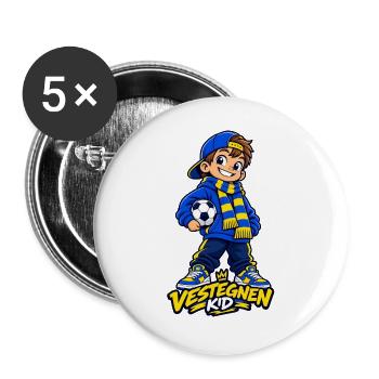 Vestegnen_kid_mascot - Buttons groß 56 mm (5er Pack) - Weiß - Vorne
