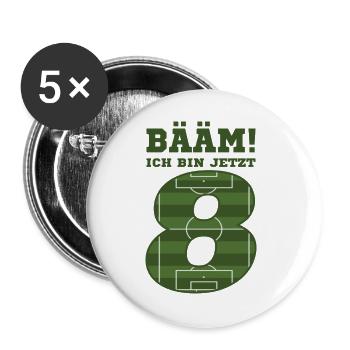 8. Geburtstag Fussball - Buttons groß 56 mm (5er Pack) - Weiß - Vorne