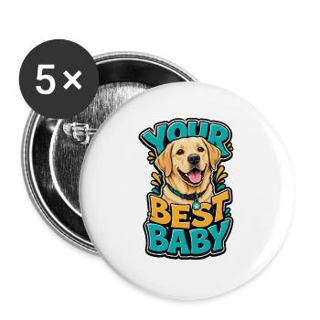 Labrador Retriever - Buttons groß 56 mm (5er Pack) - Weiß - Vorne