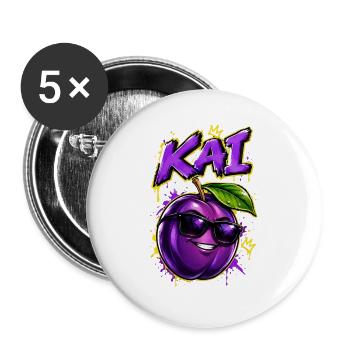 KAI Plum Graffiti Sonnenbrillen-Design - Buttons groß 56 mm (5er Pack) - Weiß - Vorne