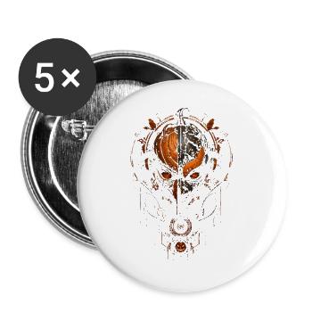 Verfluchter Steampunk-Kürbis – Halloween - Buttons groß 56 mm (5er Pack) - Weiß - Vorne