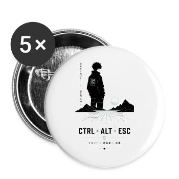 Neonwanderer: Ctrl Alt ESC - Buttons groß 56 mm (5er Pack) - Weiß - Vorne