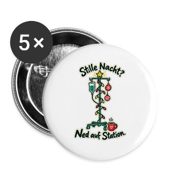 Stille Nacht ned auf Station - Buttons groß 56 mm (5er Pack) - Weiß - Vorne