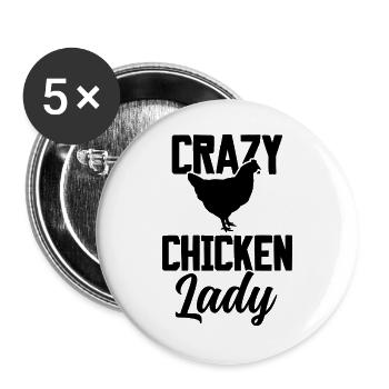 Crazy Chicken Lady - Buttons groß 56 mm (5er Pack) - Weiß - Vorne