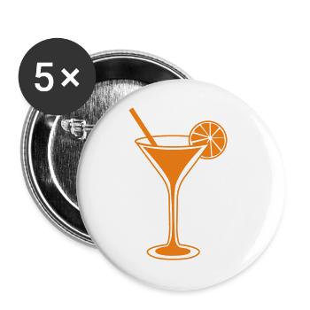 Orangen Cocktailglas Linienkunst - Buttons groß 56 mm (5er Pack) - Weiß - Vorne