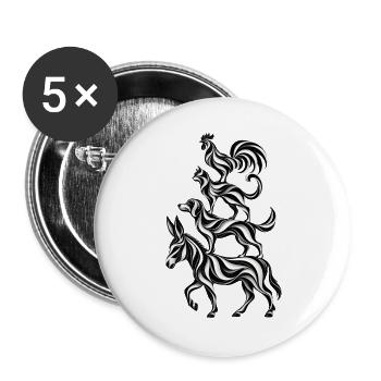 Bremer Stadtmusikanten – Op Art - Buttons groß 56 mm (5er Pack) - Weiß - Vorne