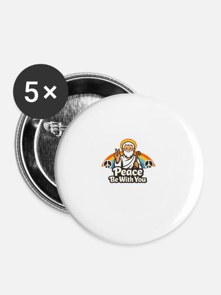 Frieden Sei Mit Dir Cartoon Logo - Buttons groß 56 mm (5er Pack) - Weiß