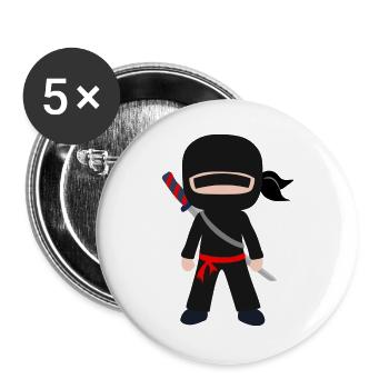 Ninja Cartoon mit Schwert - Buttons groß 56 mm (5er Pack) - Weiß - Vorne