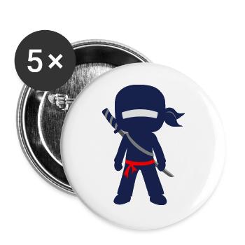 Ninja mit Schwert und Bandana - Buttons groß 56 mm (5er Pack) - Weiß - Vorne