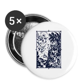 Drachenepos im Sternenrahmen - Buttons groß 56 mm (5er Pack) - Weiß - Vorne