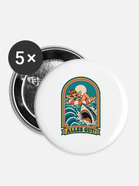 Alles gut - Buttons groß 56 mm (5er Pack) - Weiß