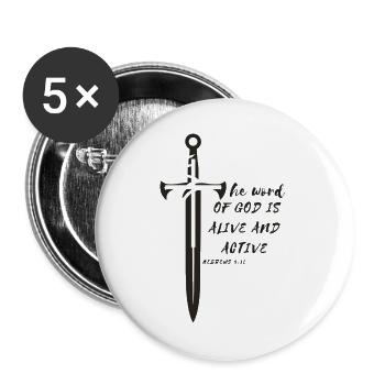Schärfer als jedes zweischneidige Schwert - Buttons groß 56 mm (5er Pack) - Weiß - Vorne
