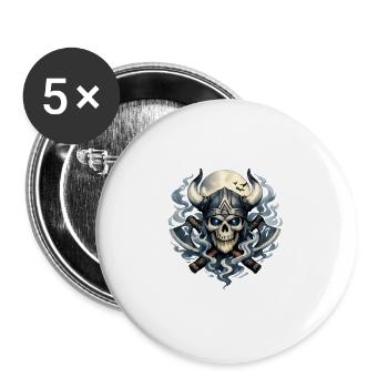 Nebelviking Schädel - Buttons groß 56 mm (5er Pack) - Weiß - Vorne
