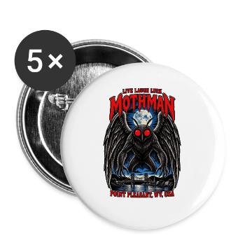 Mothman bei Nacht - Buttons groß 56 mm (5er Pack) - Weiß - Vorne