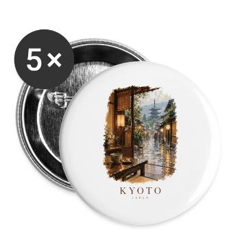 Kyoto Japan Friedlicher Teehausblick - Buttons groß 56 mm (5er Pack) - Weiß - Vorne