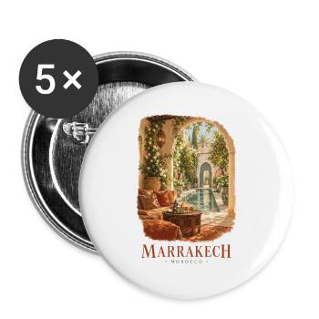 Marrakesch Geheime Gartenflucht in Marokko - Buttons groß 56 mm (5er Pack) - Weiß - Vorne