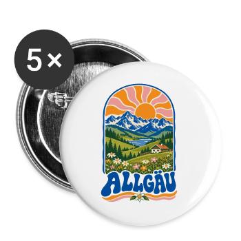 Allgäu Retro Alpine Nature - Buttons groß 56 mm (5er Pack) - Weiß - Vorne