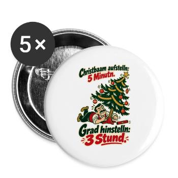 Christbaam grad hinstelln - Buttons groß 56 mm (5er Pack) - Weiß - Vorne