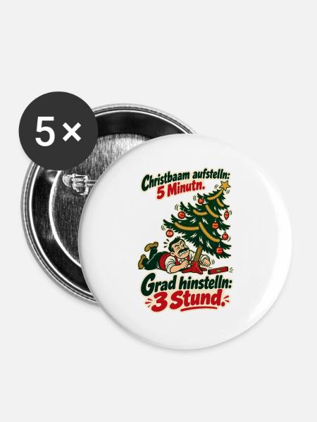 Christbaam grad hinstelln - Buttons groß 56 mm (5er Pack) - Weiß