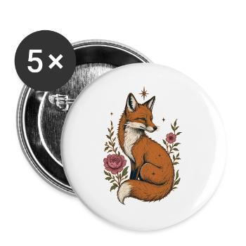 Fuchs  - Buttons groß 56 mm (5er Pack) - Weiß - Vorne