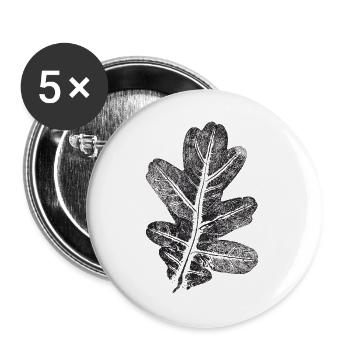 Eichenblatt / Botanik Blatt - Natur & Wald - Buttons groß 56 mm (5er Pack) - Weiß - Vorne