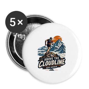 Above_the_Cloudline_Vintage_Mountain_Running_De - Buttons groß 56 mm (5er Pack) - Weiß - Vorne