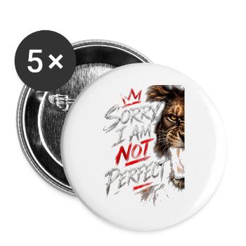 Nicht perfekte Tigerbürsten-Grafik - Buttons groß 56 mm (5er Pack) - Weiß - Vorne