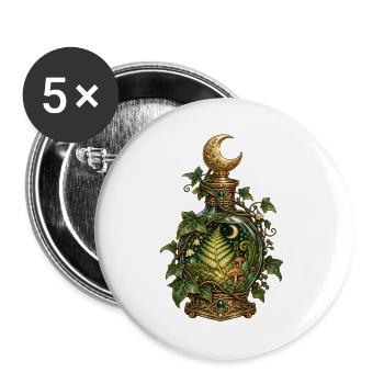 Mondschein Garten Elixierflasche - Buttons groß 56 mm (5er Pack) - Weiß - Vorne