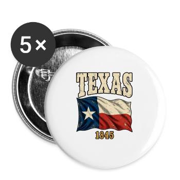 Texas 1845 Vintage Flagge - Buttons groß 56 mm (5er Pack) - Weiß - Vorne