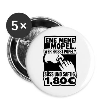 Popel Ene Mene Mopel - Buttons groß 56 mm (5er Pack) - Weiß - Vorne