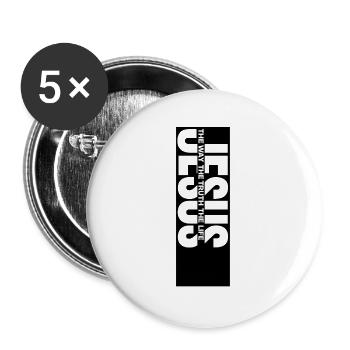 JESUS Vertikal: Weg Wahrheit Leben - Buttons groß 56 mm (5er Pack) - Weiß - Vorne