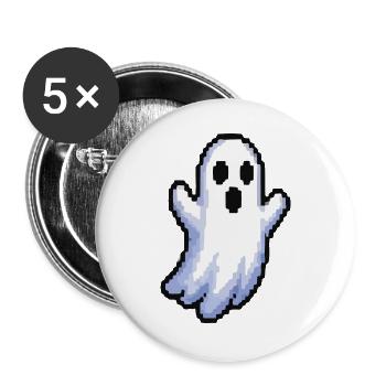 Geister-Pixel: Verspielter Schatten - Buttons groß 56 mm (5er Pack) - Weiß - Vorne