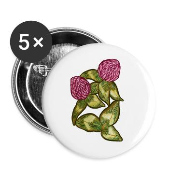 Protea Bloom botanische Blätter - Buttons groß 56 mm (5er Pack) - Weiß - Vorne
