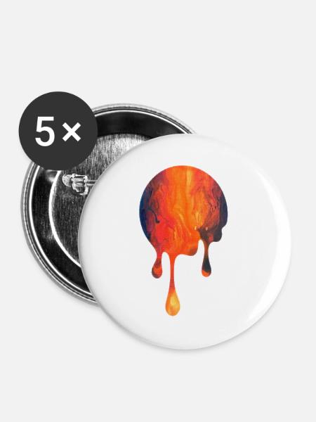 Tropfende Glutblüte - Buttons groß 56 mm (5er Pack) - Weiß