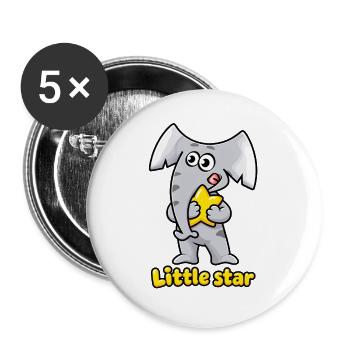 Kleiner Sternelefant Charlie - Buttons groß 56 mm (5er Pack) - Weiß - Vorne