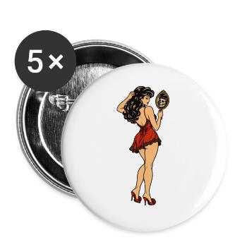 MAKABRE VANITAS - Buttons groß 56 mm (5er Pack) - Weiß - Vorne