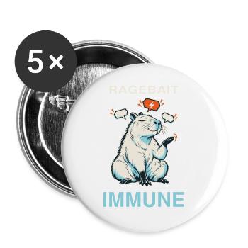 Capybara Ragebait Immune Jugendwort 2026 Geschenk - Buttons groß 56 mm (5er Pack) - Weiß - Vorne