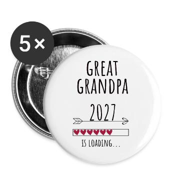 Pregnancy Announcement – Uropa 2027 Geschenk - Buttons groß 56 mm (5er Pack) - Weiß - Vorne