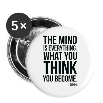 Buddha Mind Is Everything Zitattypografie - Buttons groß 56 mm (5er Pack) - Weiß - Vorne