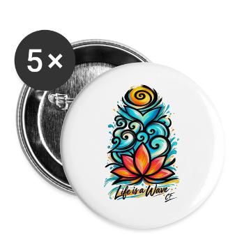 Lotuswelle - Buttons groß 56 mm (5er Pack) - Weiß - Vorne