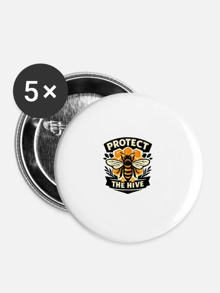 Schütze den Bienenstock - Buttons groß 56 mm (5er Pack) - Weiß