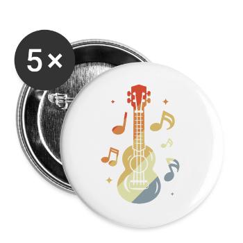 Ukulele Vintage-Look - Buttons groß 56 mm (5er Pack) - Weiß - Vorne