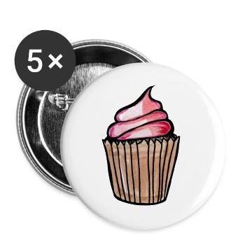 Cupcake-Wirbel-Skizze auf Schwarz - Buttons groß 56 mm (5er Pack) - Weiß - Vorne